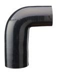 Silicone 90 Degree Reducing Elbow 3.5" to 3" ID Gloss Black (3.5” ID leg is 8” long)